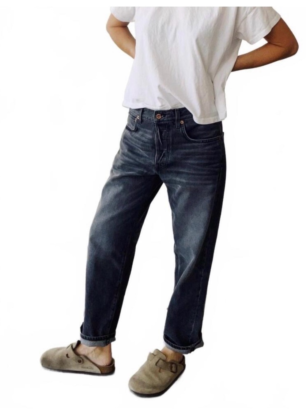 Hey Gang Loose Crop in Jett Wash LIKE NEW - Picture 2 of 6